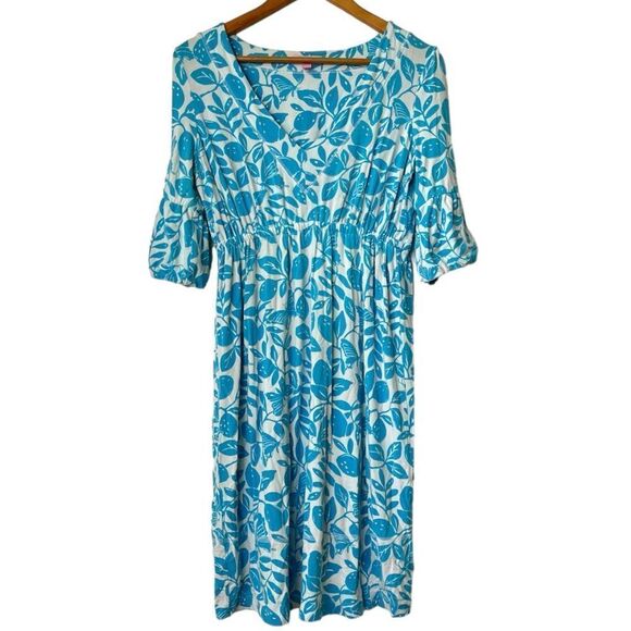 Lilly Pulitzer Dress Butterfly Citrus Botanical Blue White Knee Length Small - Picture 1 of 8
